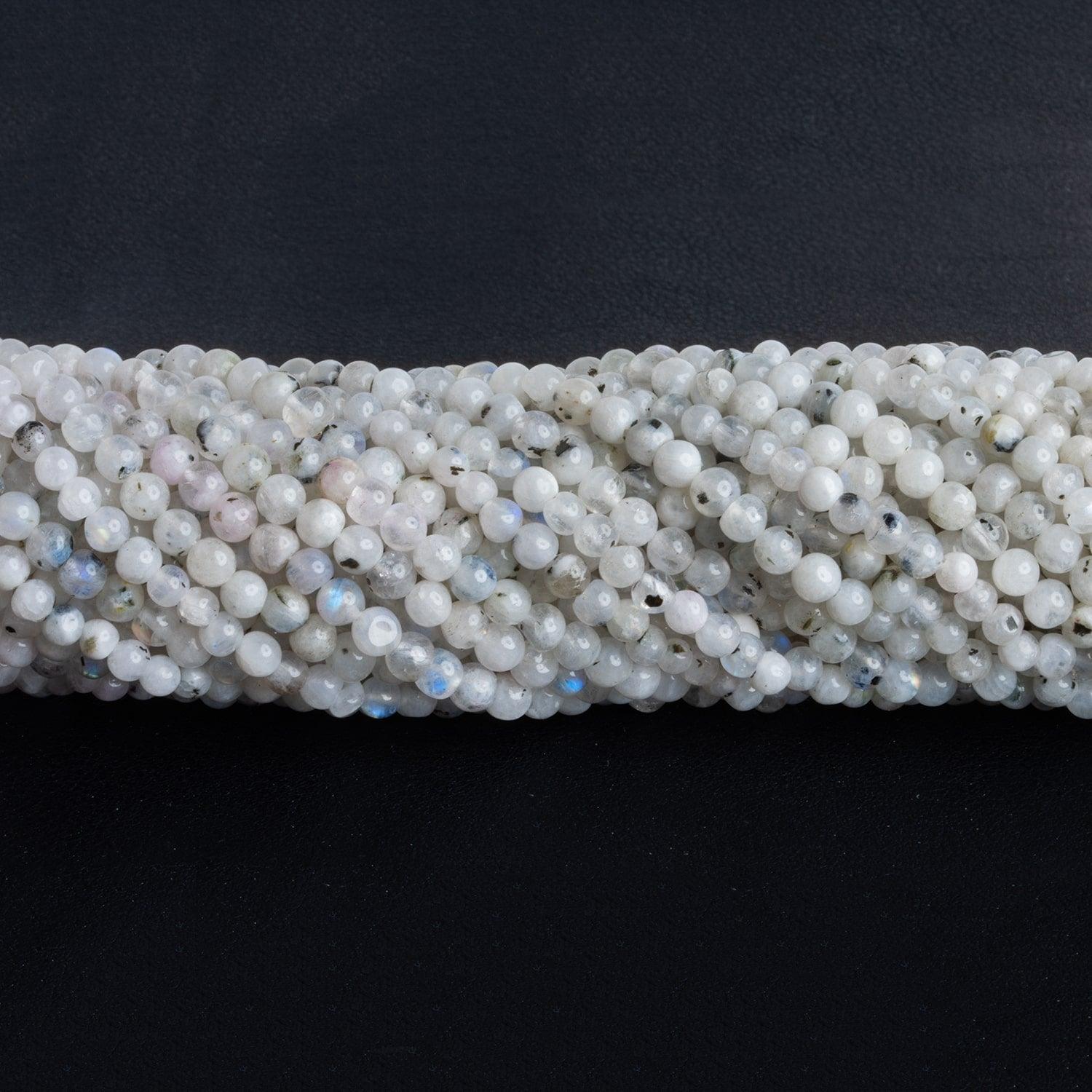 3-4.5mm Rainbow Moonstone Rounds 13 inch 83 beads - The Bead Traders