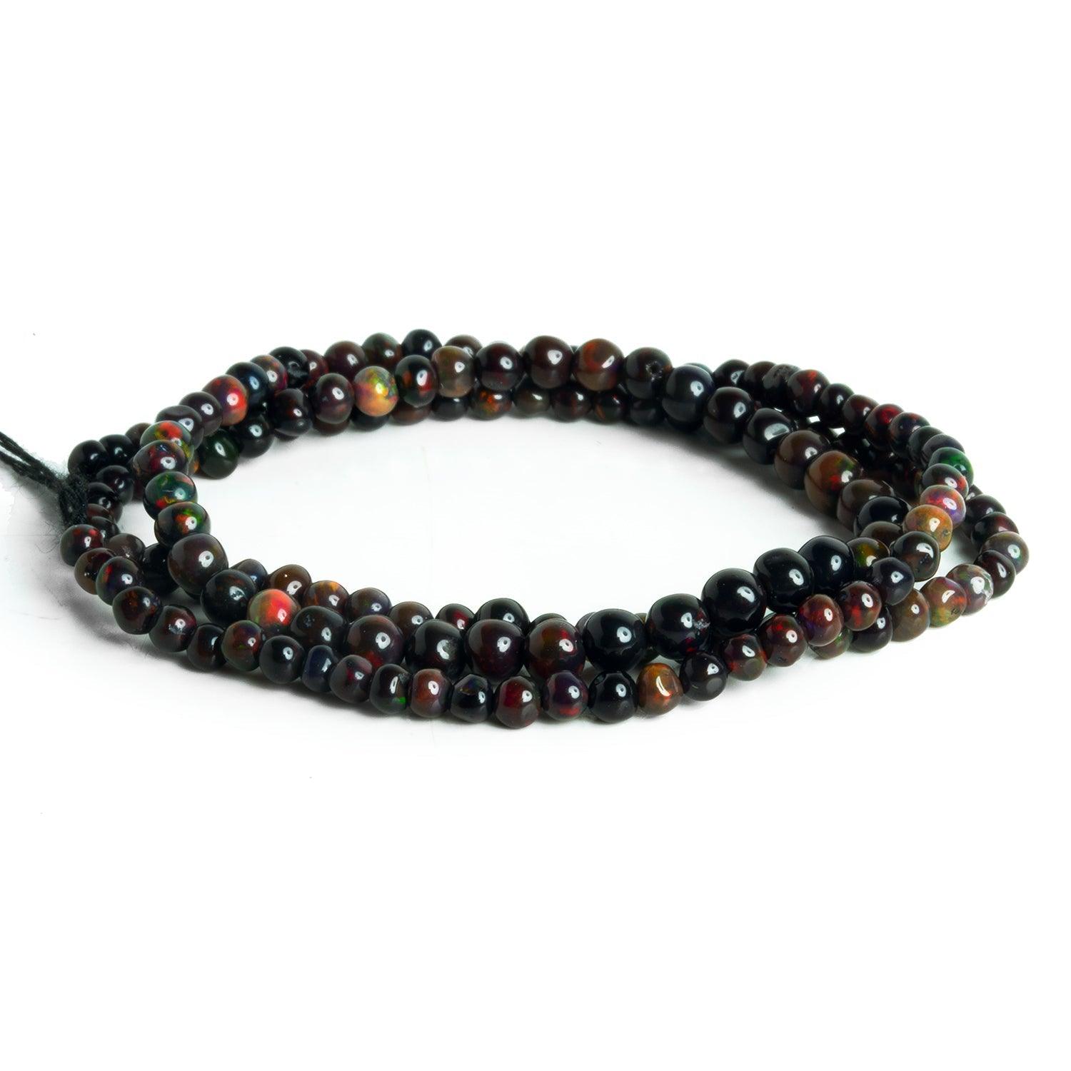 3-4mm Black Ethiopian Opal Rounds 17 inch 150 beads - The Bead Traders