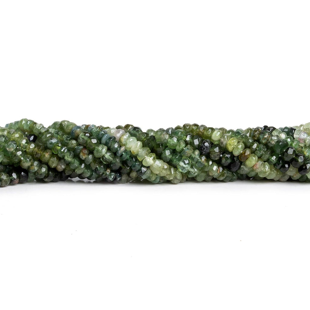 3-4mm Blue-Green Tourmaline Faceted Rondelles 14 inch 145 beads - The Bead Traders