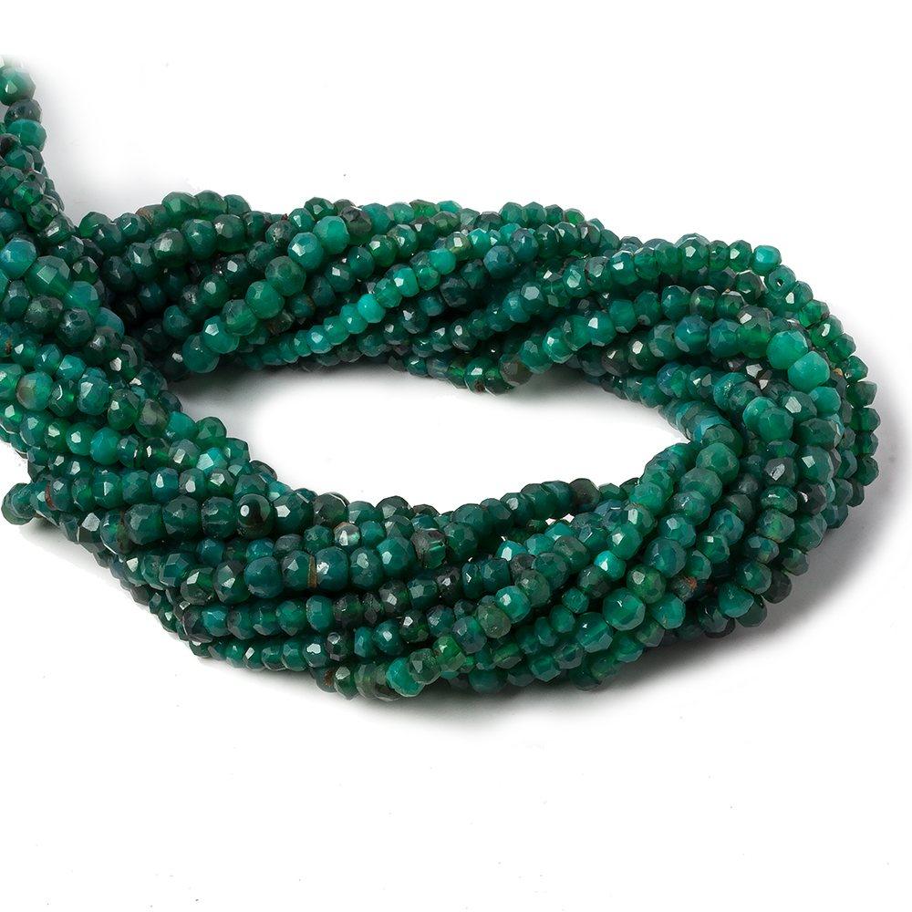 3-4mm Green Onyx faceted rondelle beads 13 inch 95 pieces - The Bead Traders