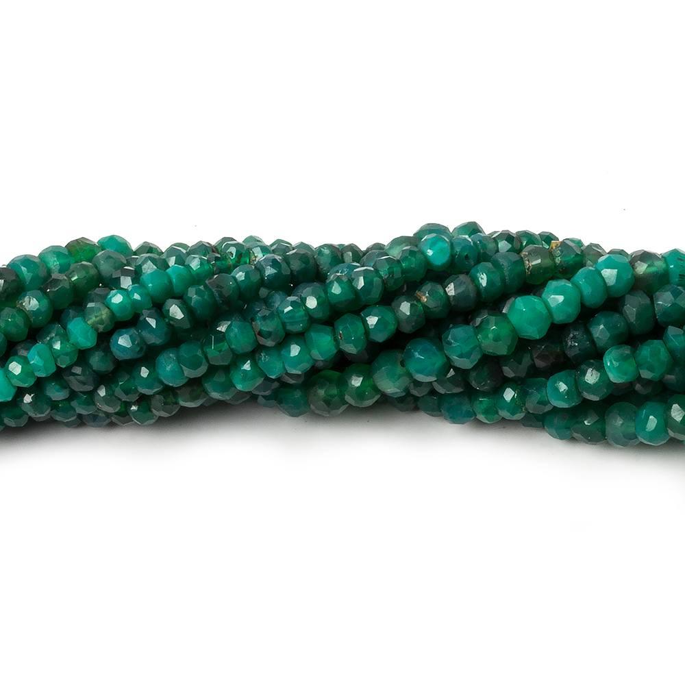 3-4mm Green Onyx faceted rondelle beads 13 inch 95 pieces - The Bead Traders