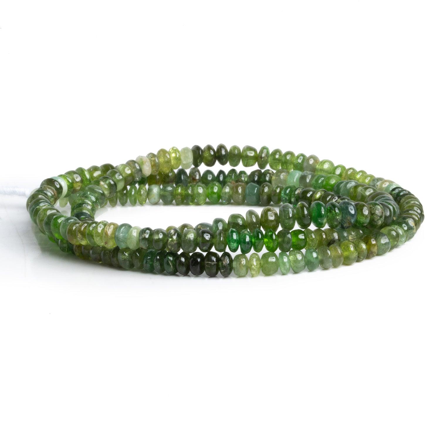 3-4mm Green Tourmaline Plain Rondelles 18 inch 180 beads - The Bead Traders