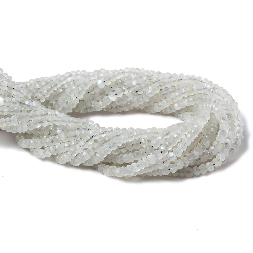 3-4mm Greyish White Moonstone faceted rondelle beads 13 inch 130 pcs - The Bead Traders