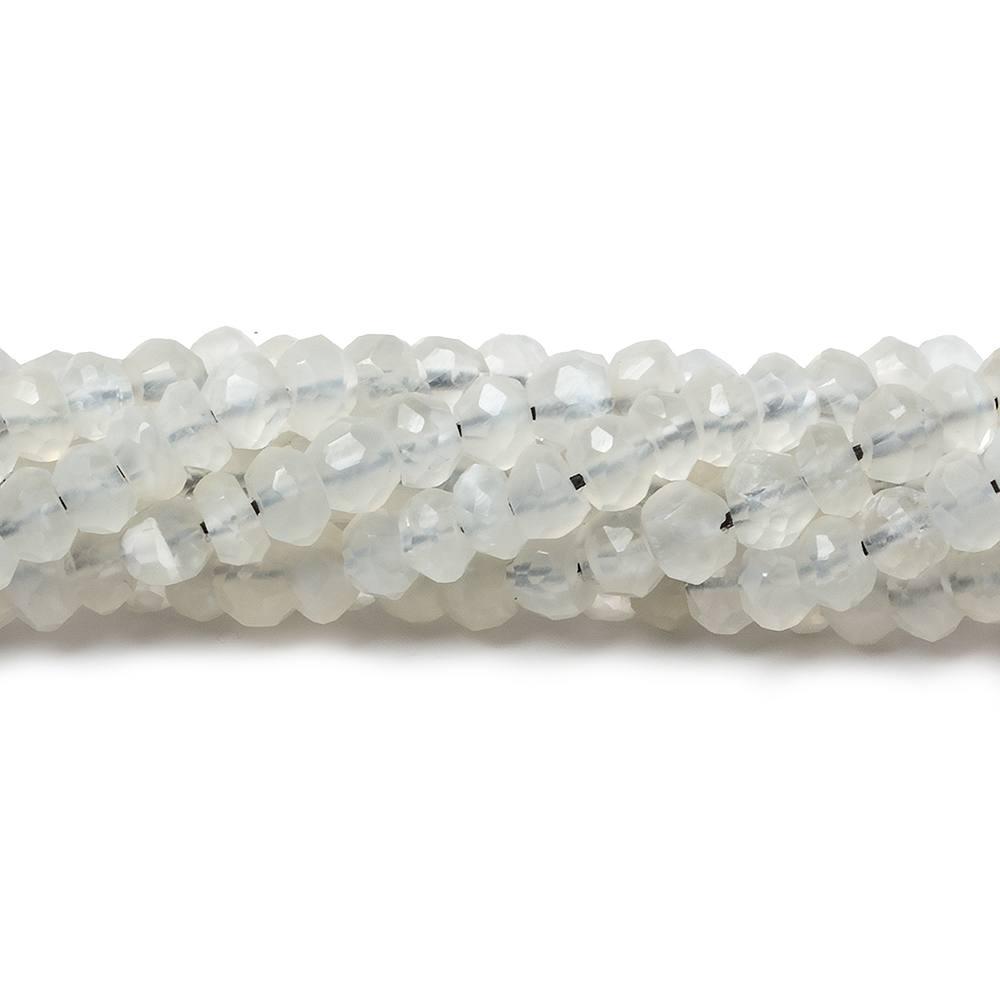 3-4mm Greyish White Moonstone faceted rondelle beads 13 inch 130 pcs - The Bead Traders