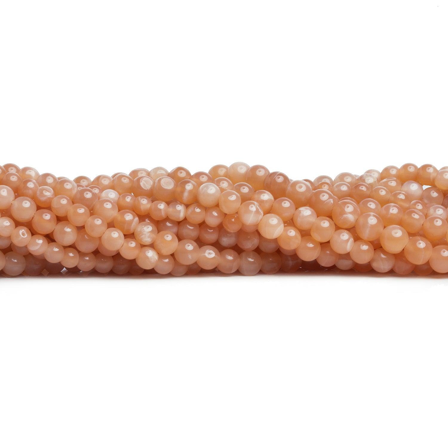 3-4mm Light Peach Moonstone Handcut Rounds 12 inch 85 pieces - The Bead Traders