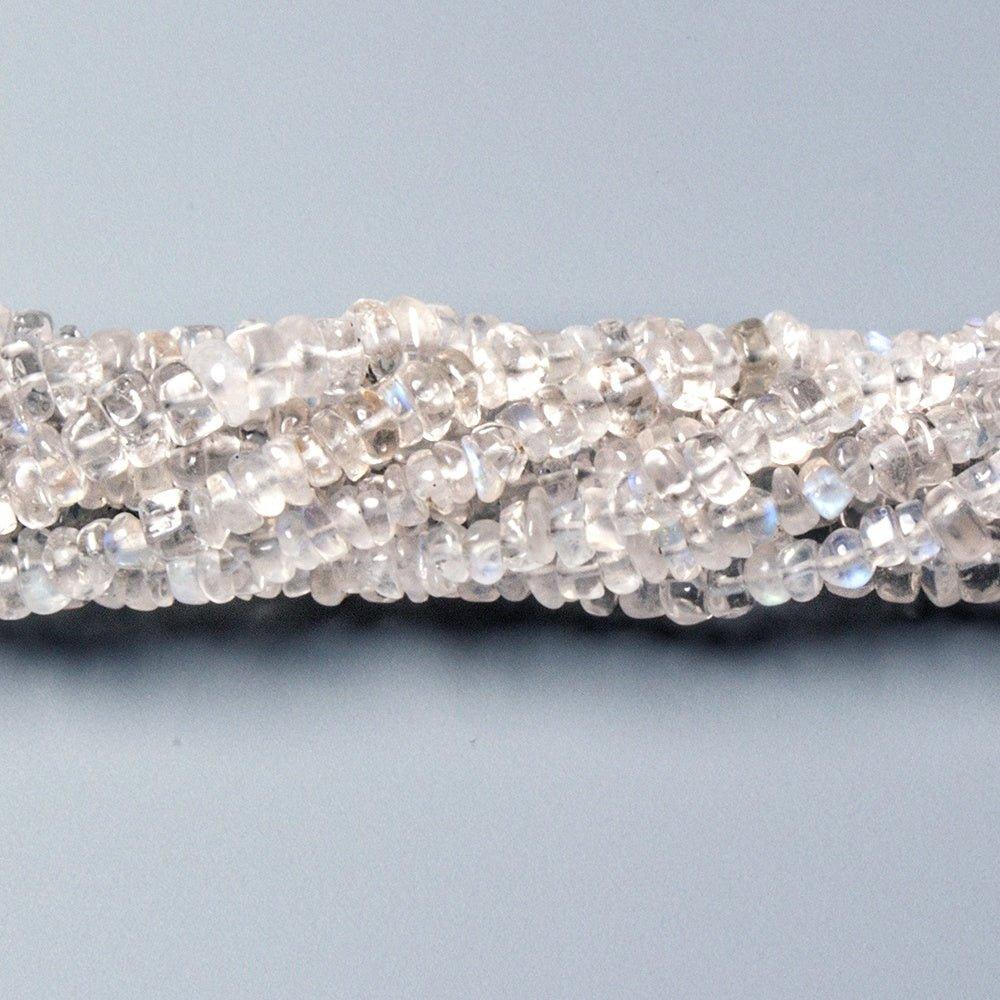 3-4mm Rainbow Moonstone plain rondelles 12 inch 160 beads - The Bead Traders