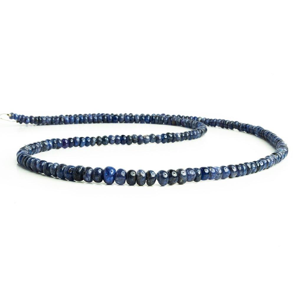 3 - 5mm Blue Sapphire Plain Rondelle Beads 18 inch 180 pieces - The Bead Traders