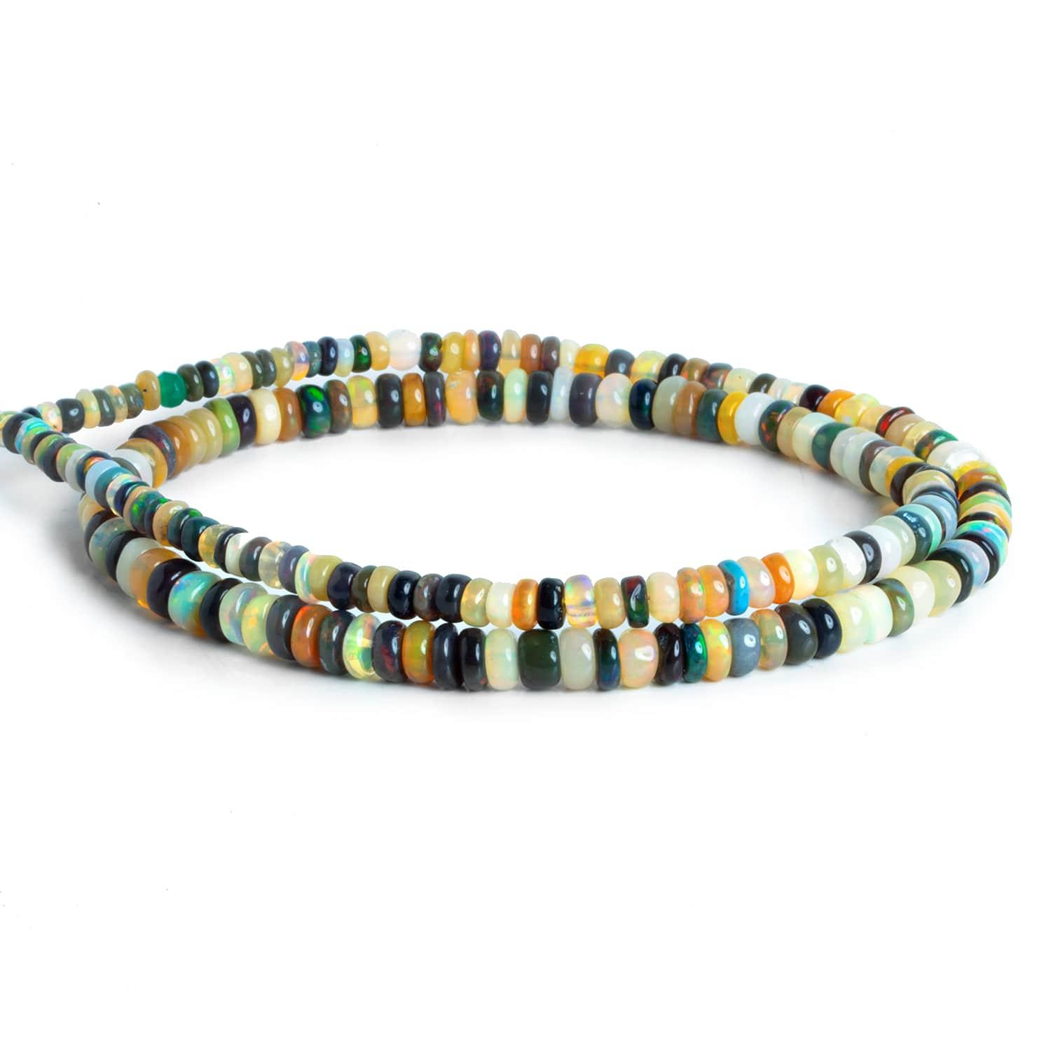 3-5mm Multi Color Ethiopian Opal Rondelles 16 inch 175 beads - The Bead Traders