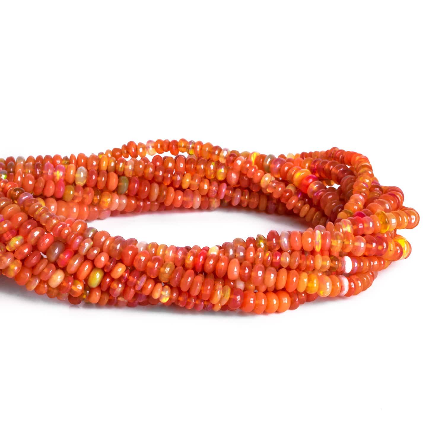 3-6mm Tangerine Ethiopian Opal Rondelles 8 inch 90 beads - The Bead Traders