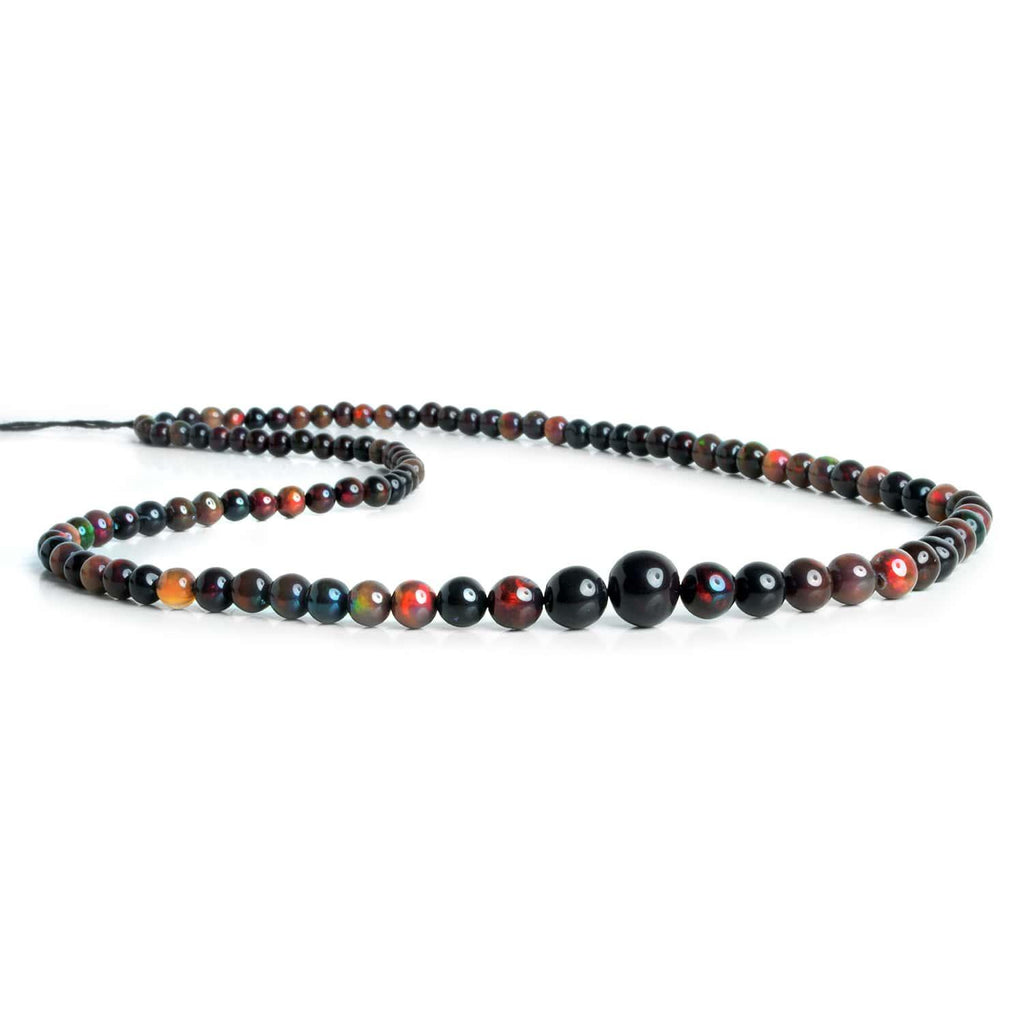 3-8mm Black Ethiopian Opal Rounds 16 inch 90 beads - The Bead Traders