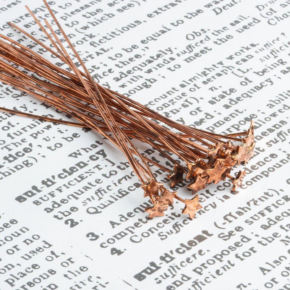3 inch Copper Star Headpin 22 Gauge 22 pieces - The Bead Traders