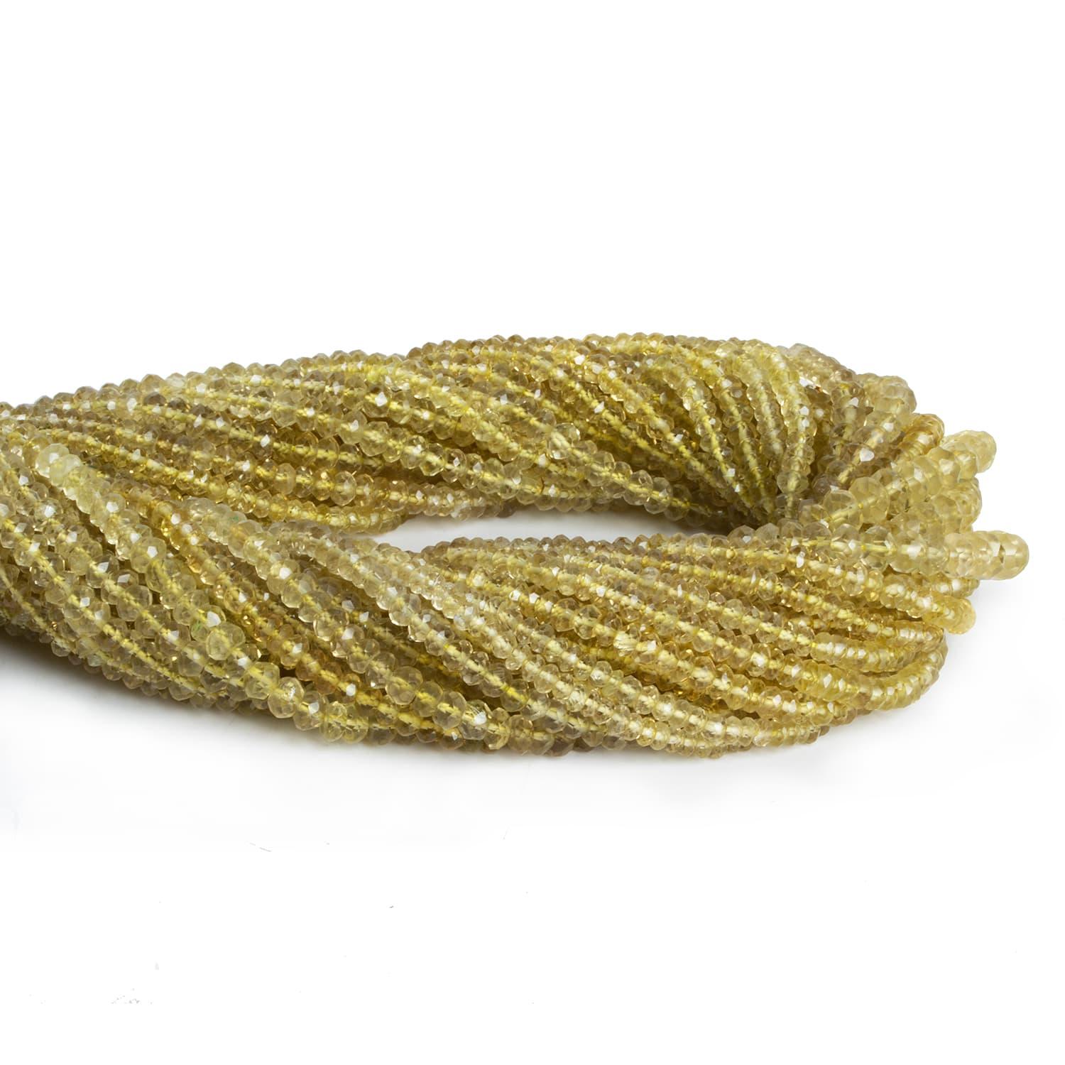 3-mm Lemon Quartz Faceted Rondelle Beads 14 inch 140 pieces - The Bead Traders