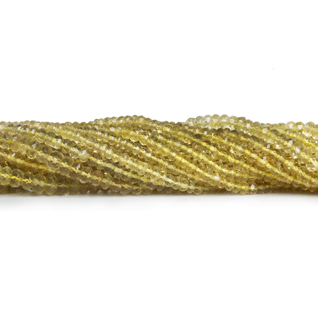 3-mm Lemon Quartz Faceted Rondelle Beads 14 inch 140 pieces - The Bead Traders
