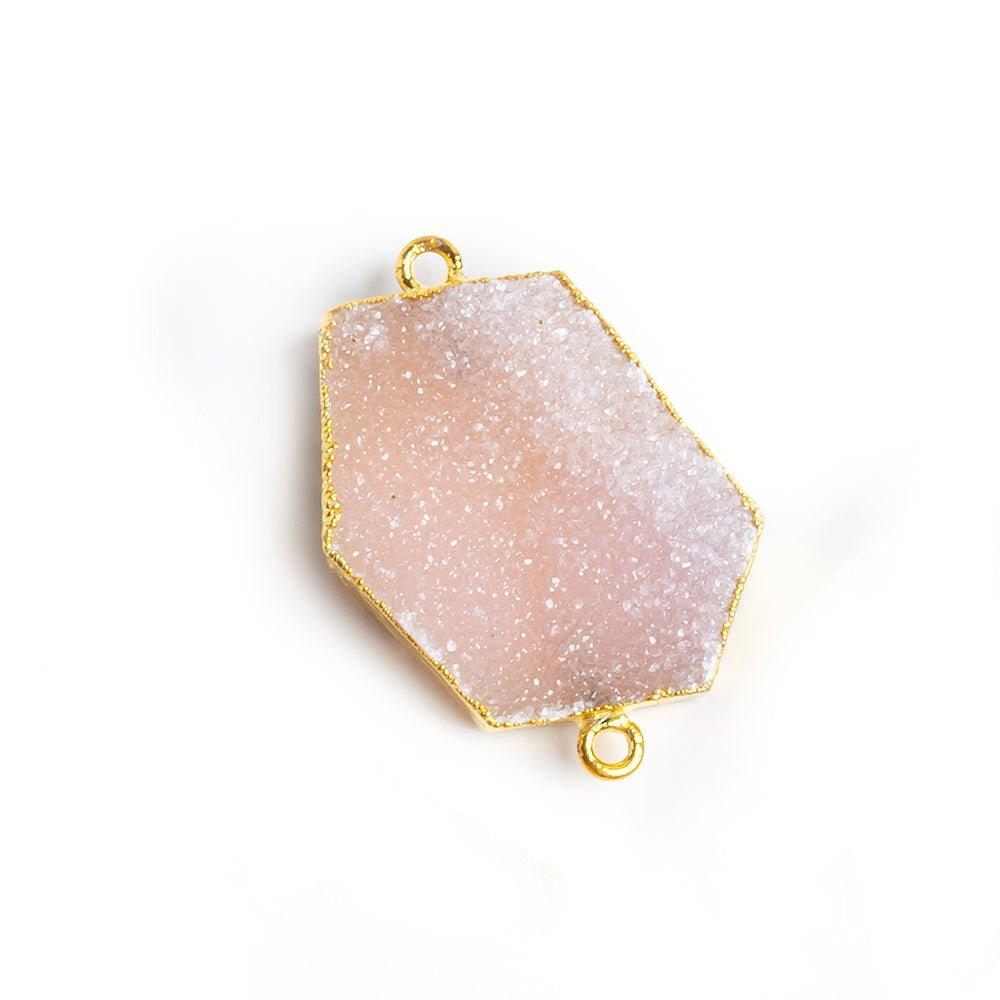 30.5x18mm Gold Leafed Pastel Pink Drusy Connector 1 piece - The Bead Traders