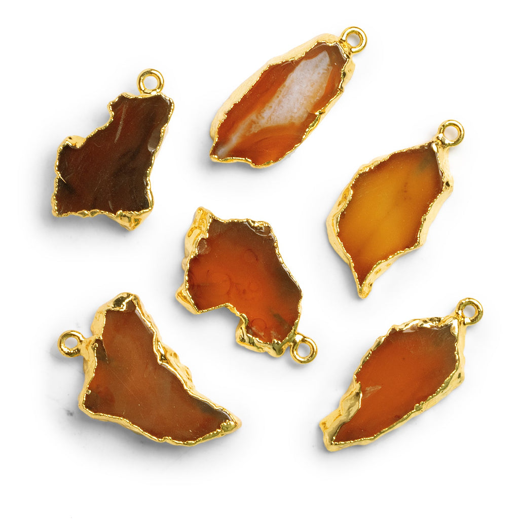 30x14mm Gold Leafed Agate Slice Pendant 1 Bead - The Bead Traders