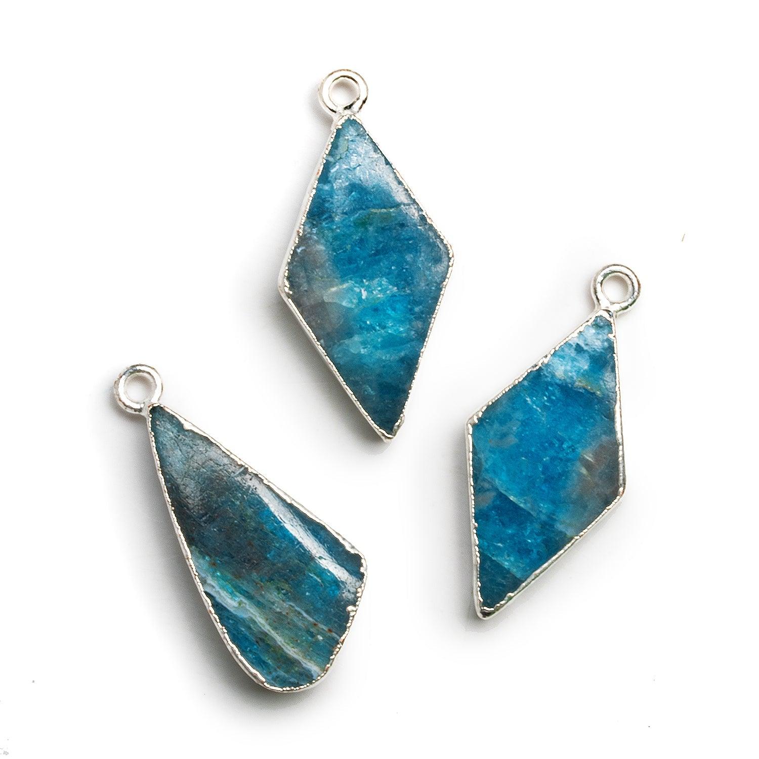 30x15mm Silver Leafed Apatite Pendants - Lot of 3 - The Bead Traders
