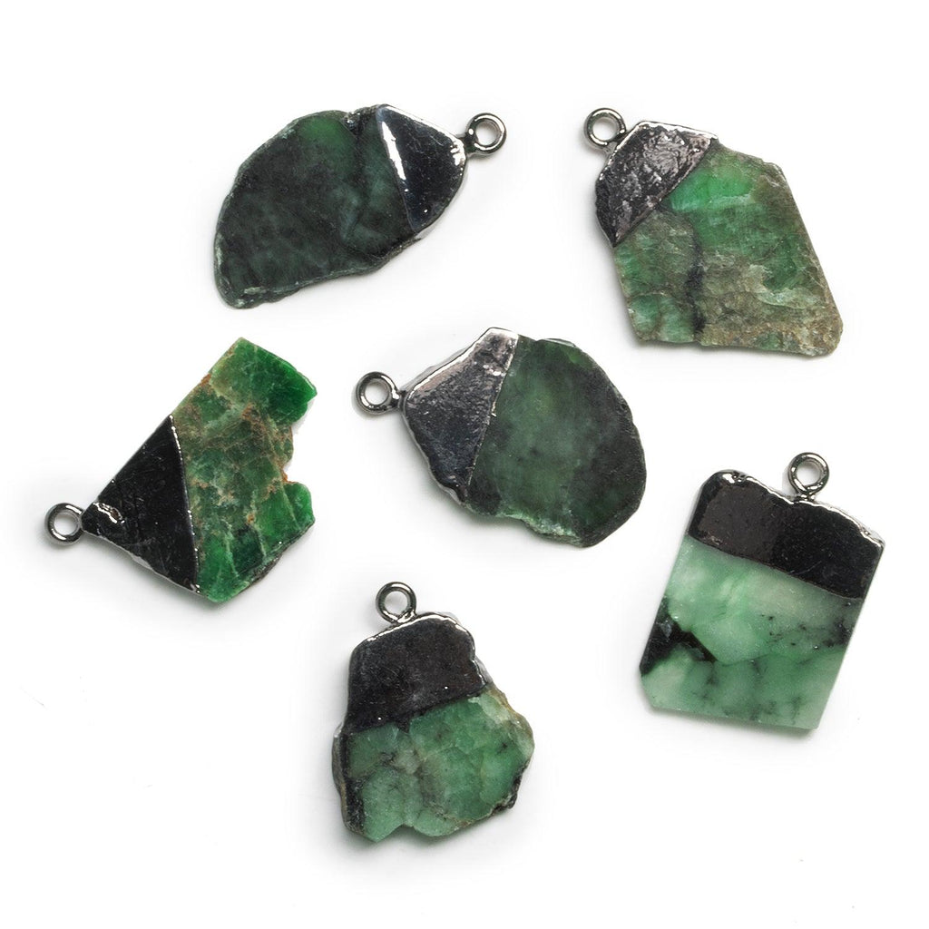 30x17mm Black Gold Leafed Emerald Slice Pendant 1 Bead - The Bead Traders