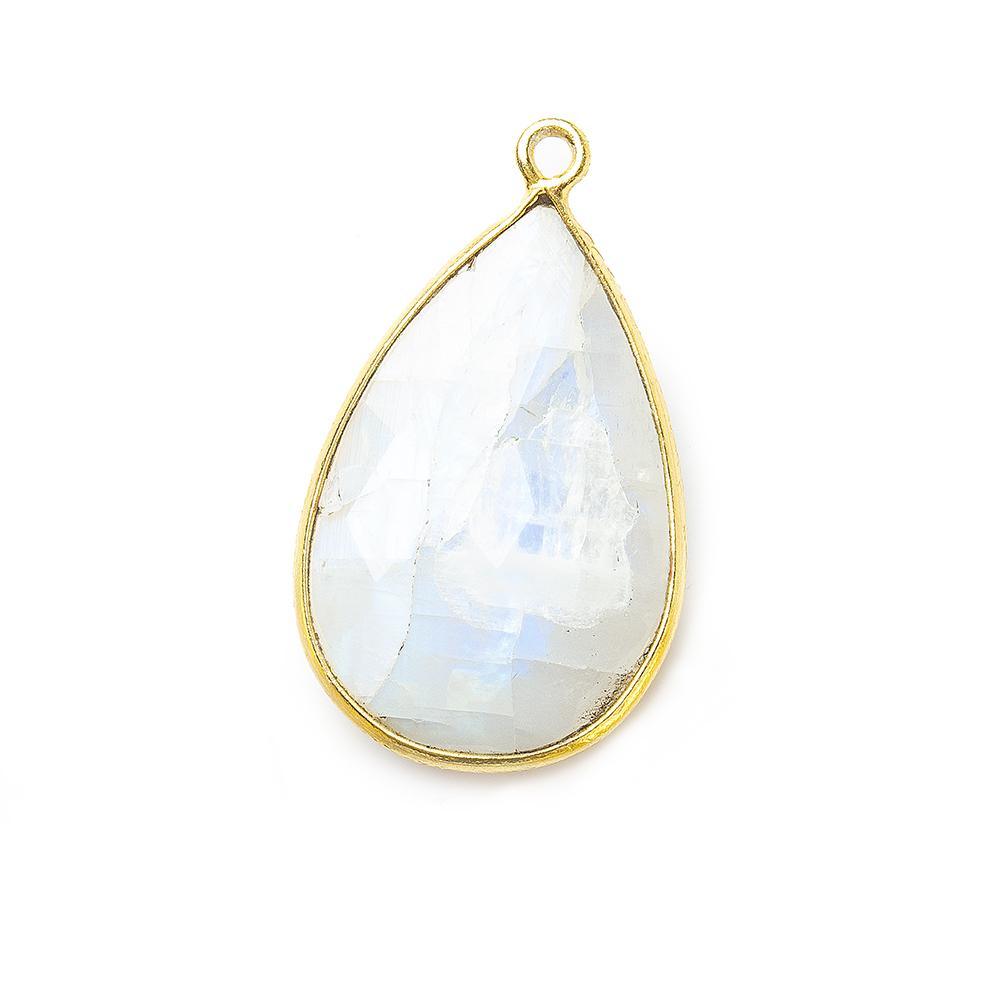 30x17mm Vermeil Bezel Rainbow Moonstone faceted pear Pendant 1 piece - The Bead Traders