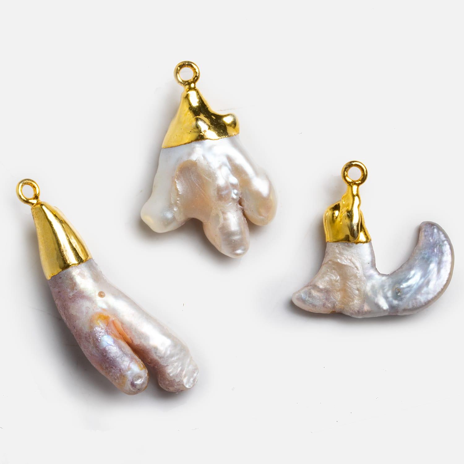 30x20mm Gold Leafed Pearl Pendant 1 piece - The Bead Traders