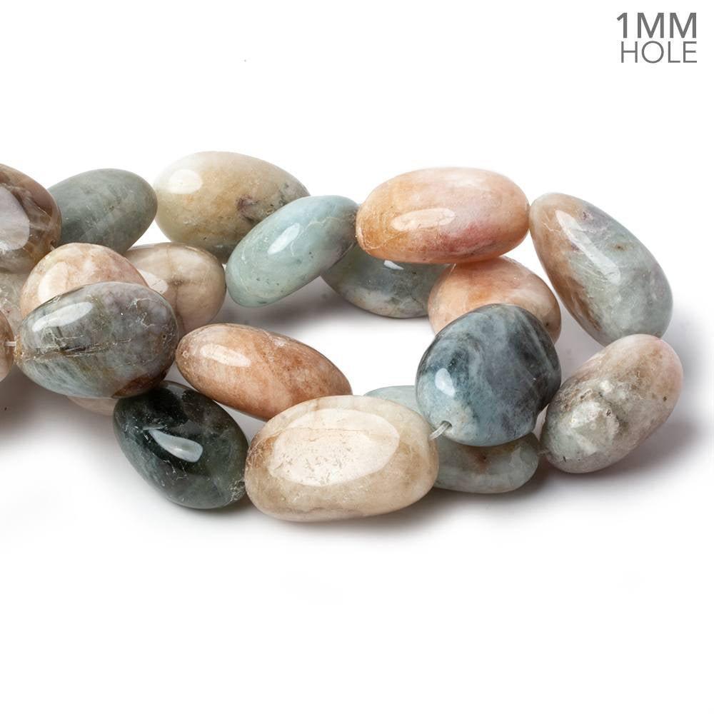 30x22-36x20mm Multi Beryl straight drilled plain nuggets 16 inch 12 large hole beads - The Bead Traders
