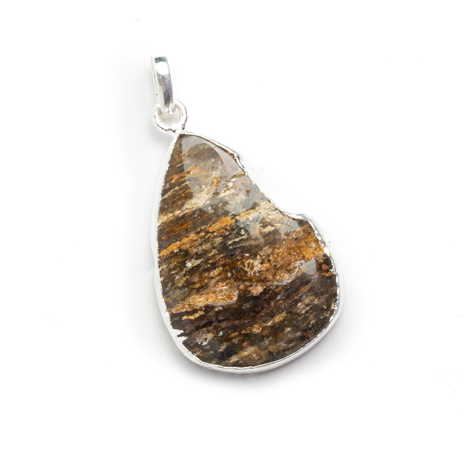 30x22mm Silver Leafed Jasper Pear Pendant 1 Piece - The Bead Traders