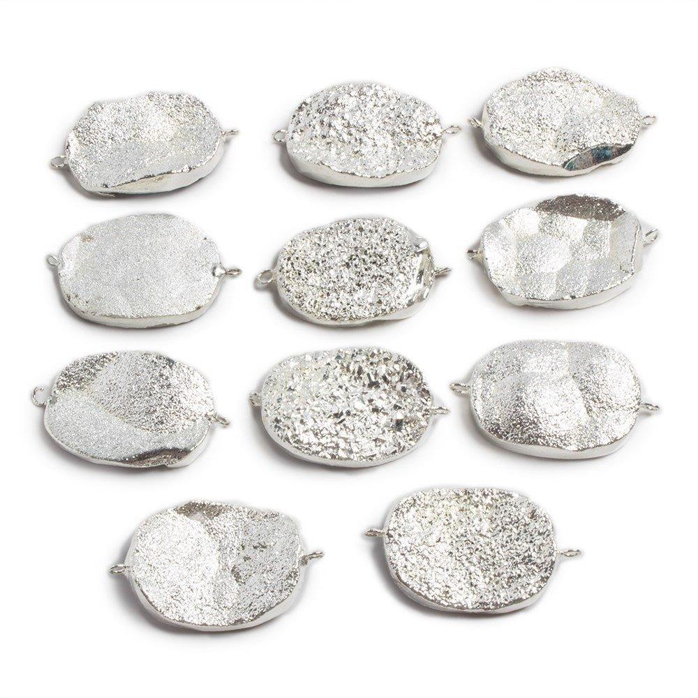 30x22mm Silver plated Oval Drusy Connector 1 focal bead - The Bead Traders