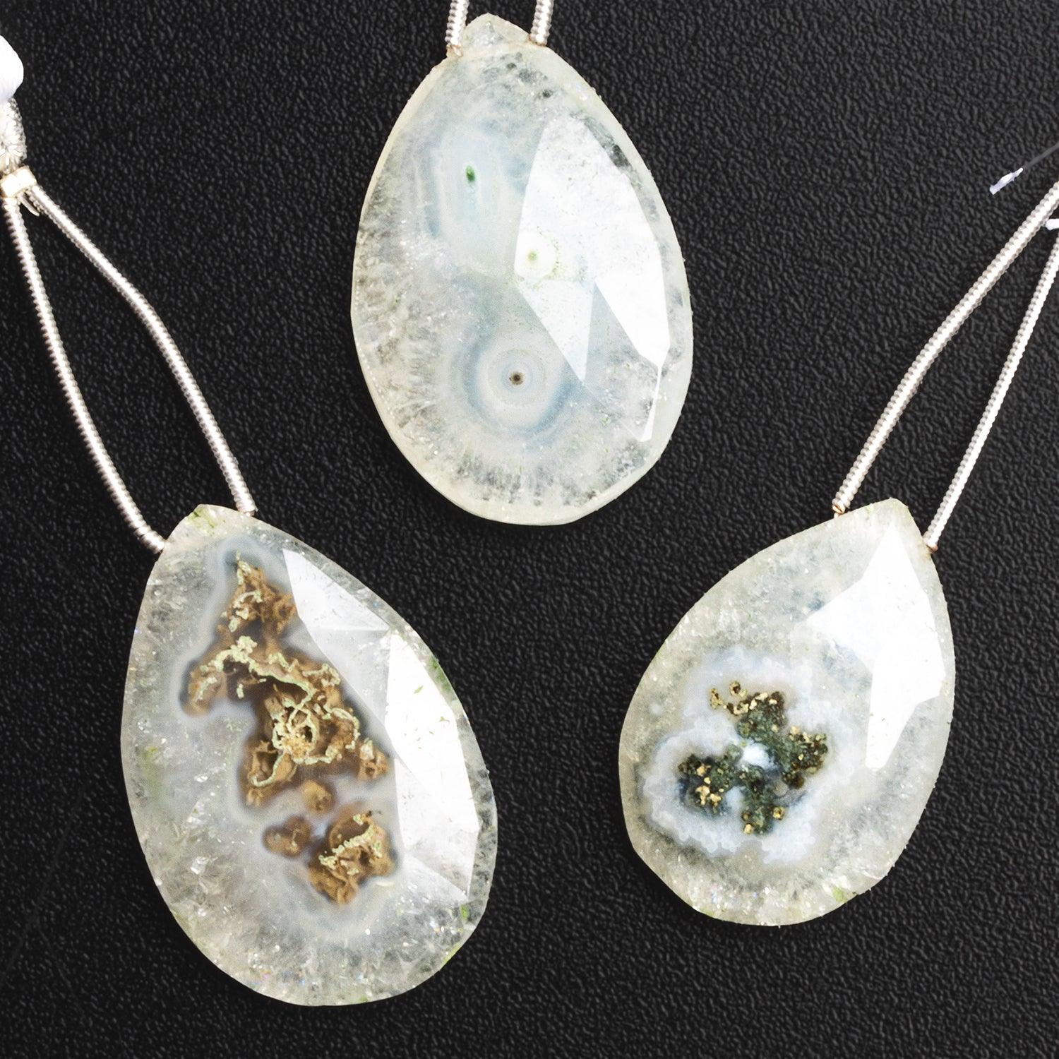 30x23mm Solar Quartz Faceted Pear Focal 1 Bead - The Bead Traders