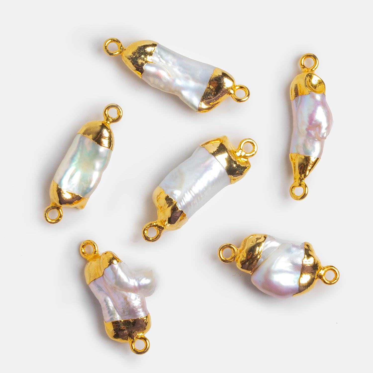 30x9mm Gold Leafed Baroque Pearl Connector 1 Piece - The Bead Traders