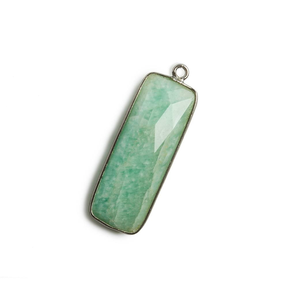 31x11mm Black Gold Bezel Amazonite Bar 1 ring Pendant North South 1 pc - The Bead Traders