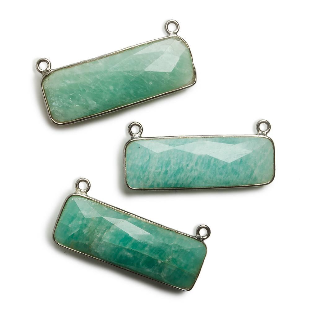 31x11mm Black Gold Bezel Amazonite Bar 2 ring Connector East West 1 pc - The Bead Traders