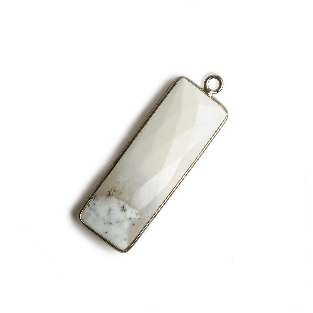 31x11mm Black Gold Bezel Dendritic Agate Bar 1 ring Pendant North South 1 pc - The Bead Traders
