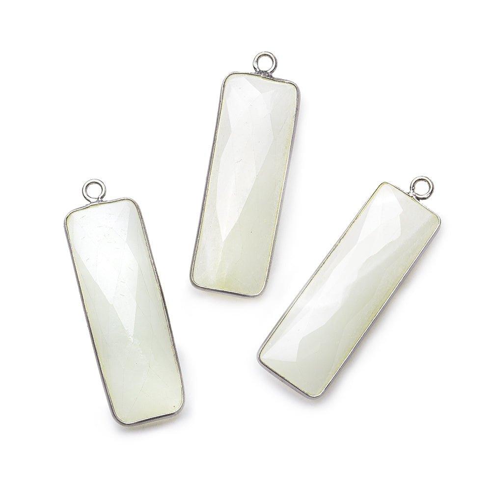 31x11mm Black Gold Bezel White Moonstone Bar 1 ring pendant 1 piece - The Bead Traders
