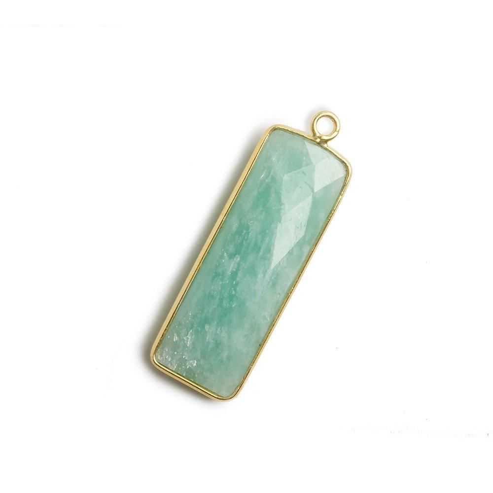 31x11mm Vermeil Bezel Amazonite Bar 1 ring Pendant North South 1 pc - The Bead Traders