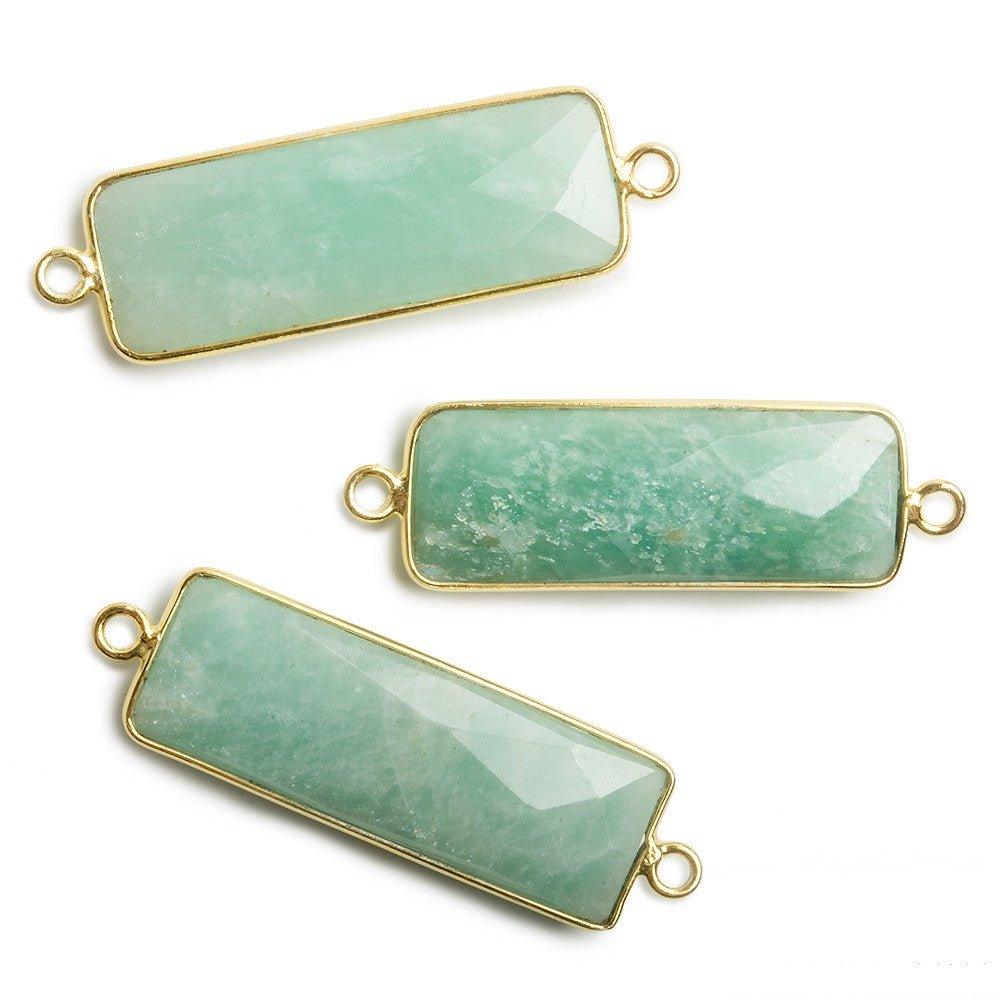 31x11mm Vermeil Bezel Amazonite Bar 2 ring Connector North South 1 pc - The Bead Traders