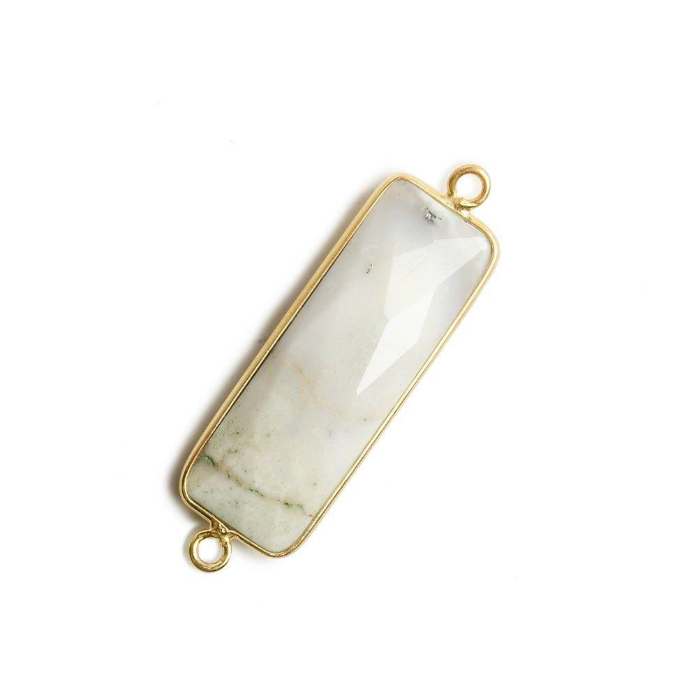 31x11mm Vermeil Bezel Dendritic Agate Bar 2 ring Connector North South 1 pc - The Bead Traders