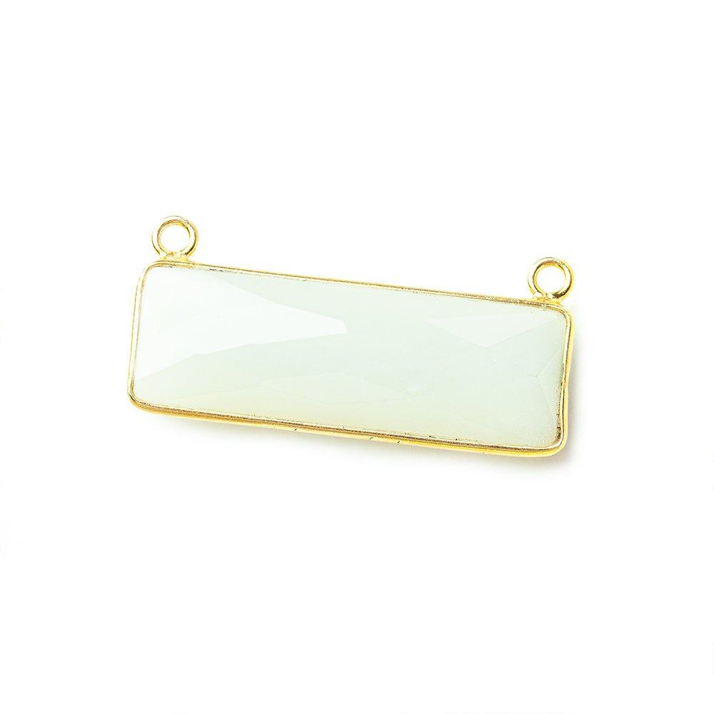 31x11mm Vermeil Bezel White Moonstone Bar 2 ring Connector East West 1 piece - The Bead Traders
