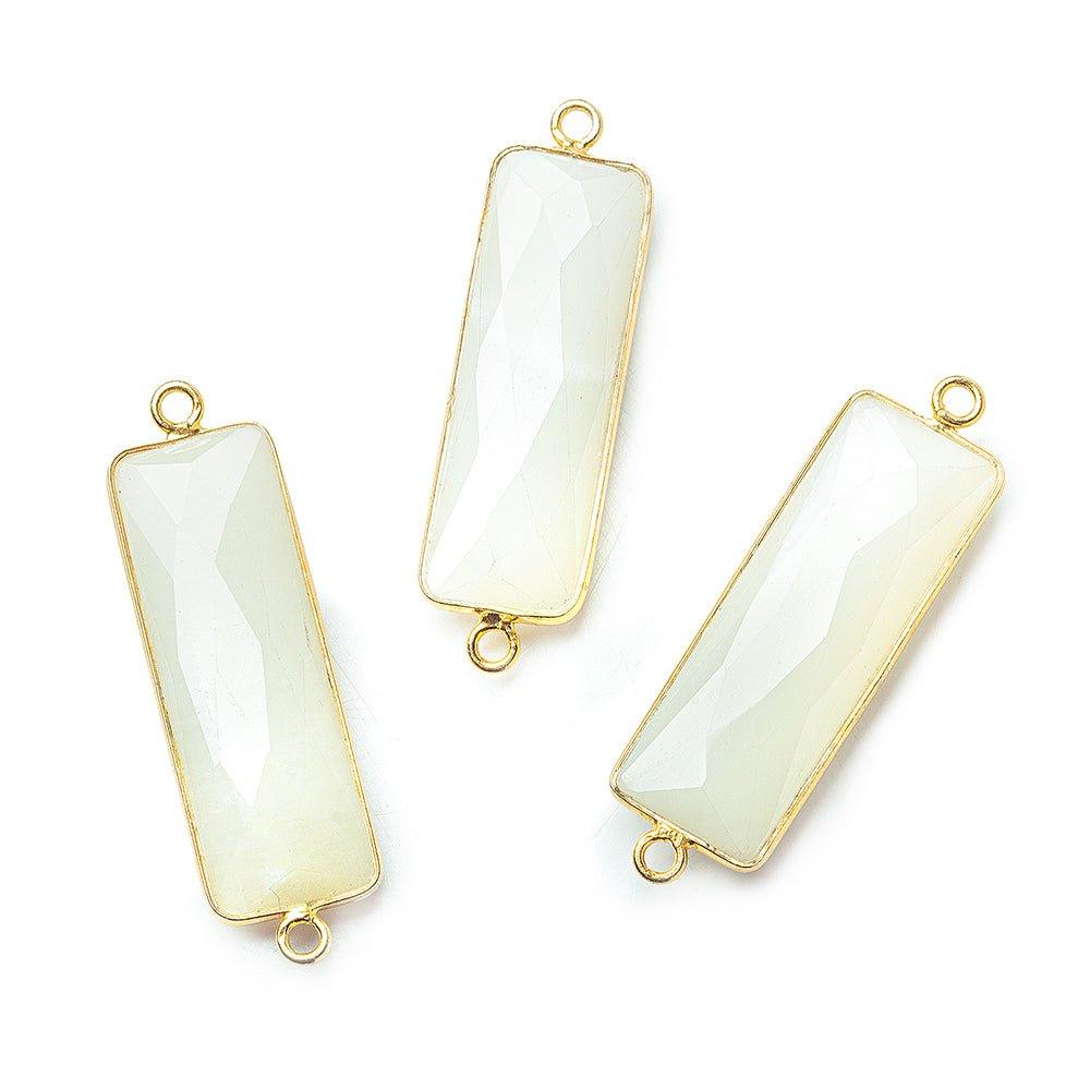 31x11mm Vermeil Bezel White Moonstone Bar 2 ring Connector North South 1 piece - The Bead Traders