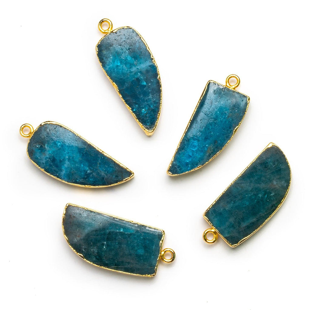 31x13mm Gold Leafed Apatite Horn Pendant 1 Bead - The Bead Traders