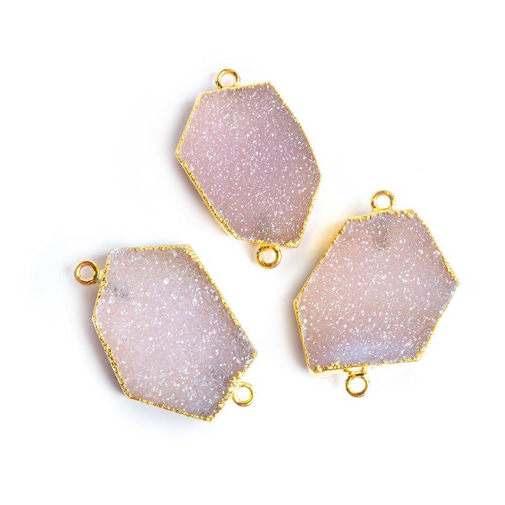 31x18.5mm Gold Leafed Blush Pink Drusy Connector 1 piece - The Bead Traders
