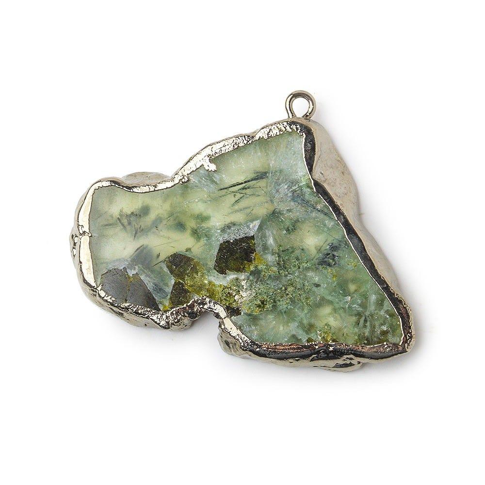 31x18mm-45x20mm Black Gold Leafed Prehnite Natural Slice Focal Bead 1 Piece - The Bead Traders