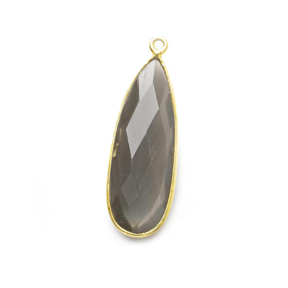 32x12mm Vermeil Bezeled Platinum Grey Moonstone Pear Pendant 1 piece - The Bead Traders