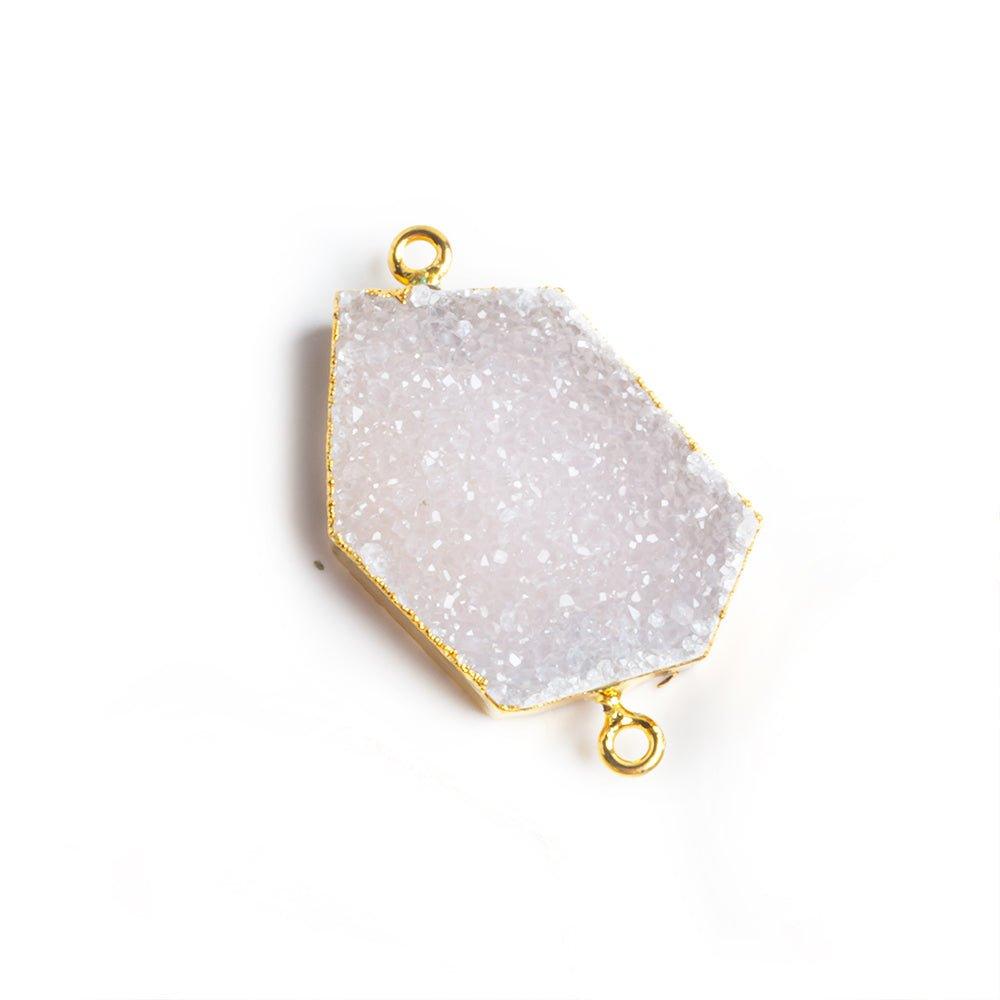 32x18.5mm Gold Leafed Cloud Grey Drusy Connector 1 piece - The Bead Traders