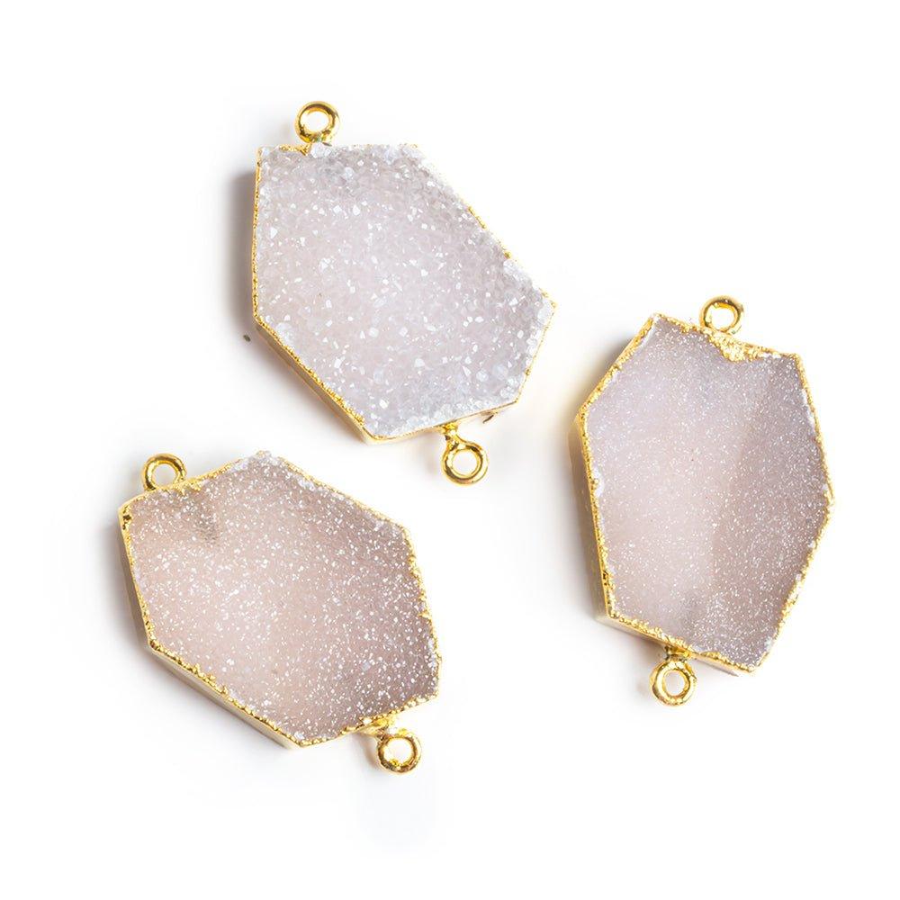 32x18.5mm Gold Leafed Cloud Grey Drusy Connector 1 piece - The Bead Traders
