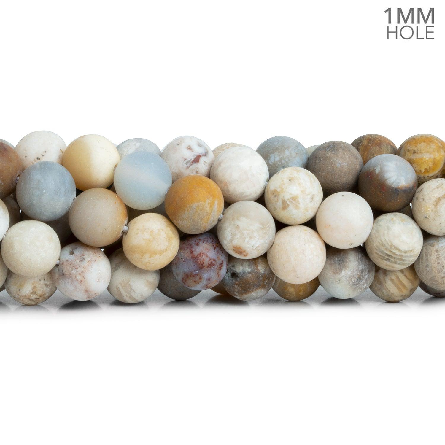 8mm Matte Fossilized Coral Plain Rounds 15 inch 45 beads - The Bead Traders