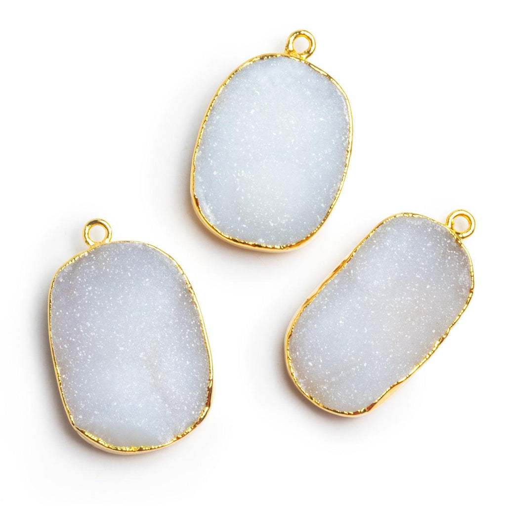 33x18mm Gold Leafed White Drusy Pendant 1 Bead - The Bead Traders