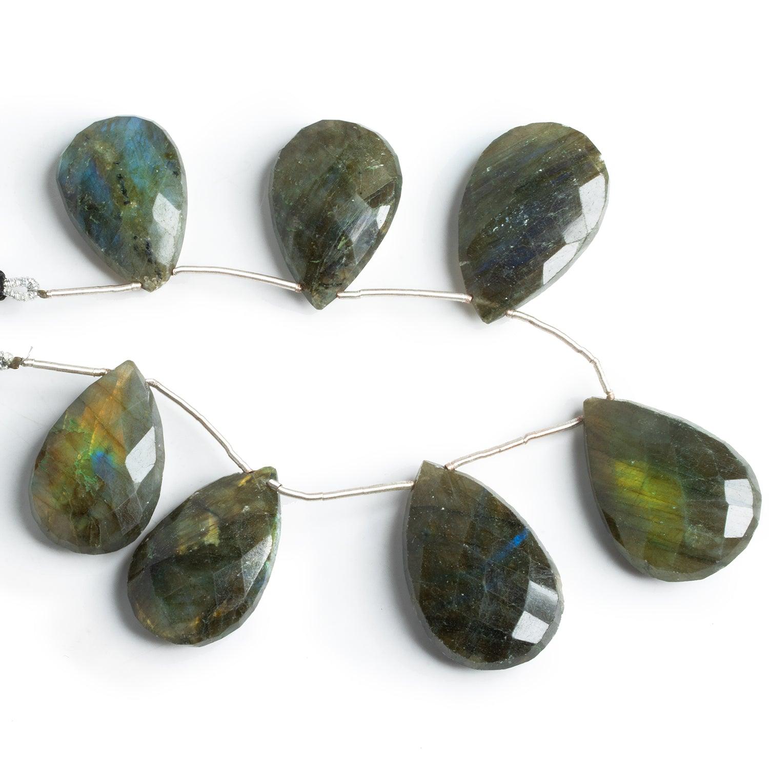 33x22mm Labradorite Faceted Pears 7.5 inch 7 beads - The Bead Traders