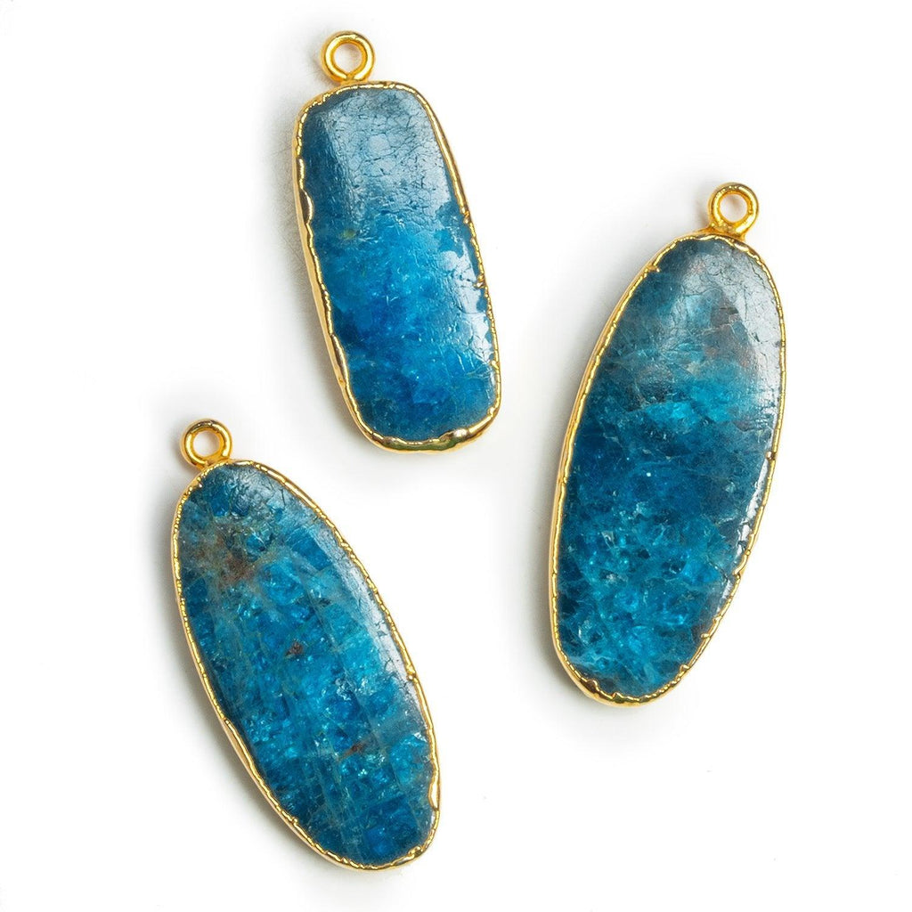 34x15mm Gold Leafed Apatite Oval Pendant 1 Bead - The Bead Traders