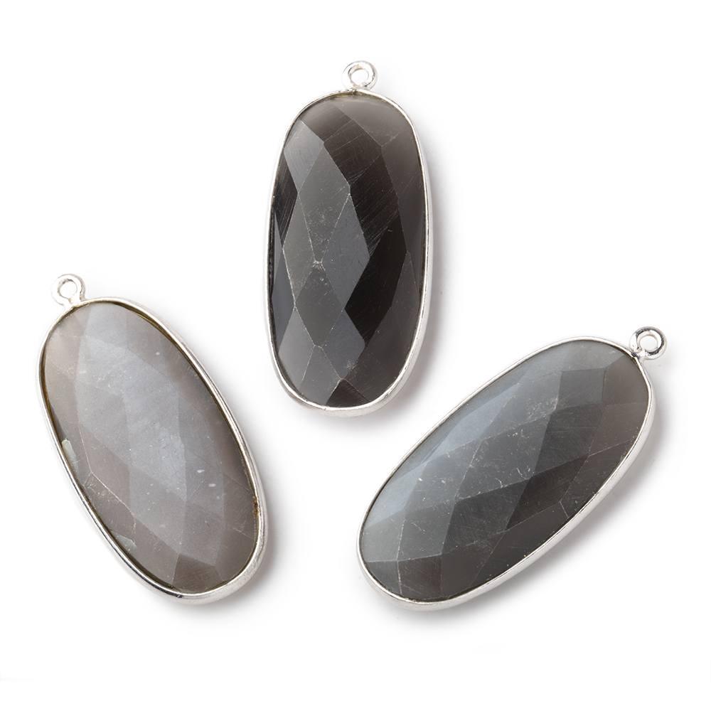 34x16mm Silver Bezeled Platinum Moonstone Oval Pendant - The Bead Traders
