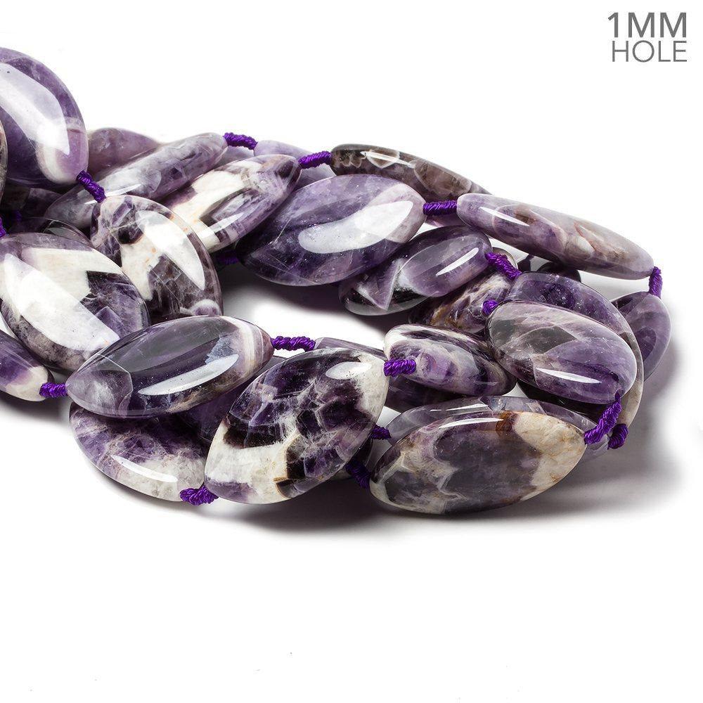 34x20x8mm Cape Amethyst straight drilled plain marquise 16 inch 10 beads - The Bead Traders