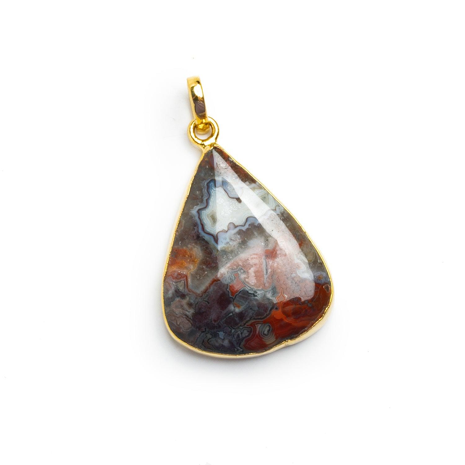 34x24mm Gold Leafed Jasper Pear Pendant 1 Piece - The Bead Traders